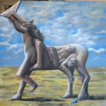il cavallo parlante,2002,acrilici su tela;cm.90x90